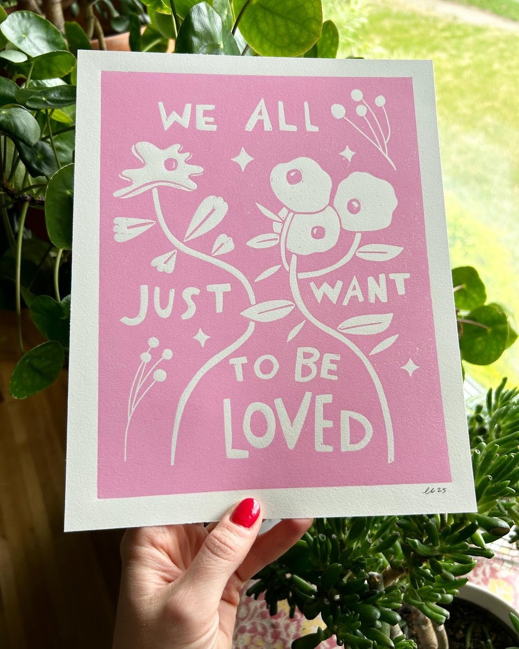 Handprinted Blockprint • To Be Loved in Pink