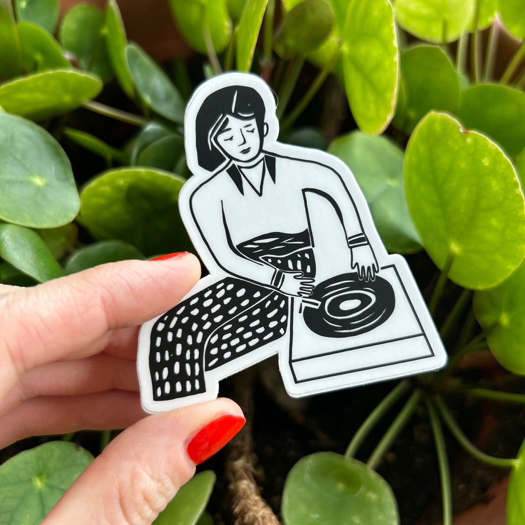 Wholesale — DJ Gal Vinyl Sticker (in B&W)