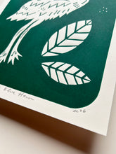Load image into Gallery viewer, Handprinted Blockprint • Great Blue Heron in Green
