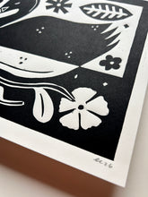 Load image into Gallery viewer, Handprinted Blockprint • Trumpeter Swan in Black
