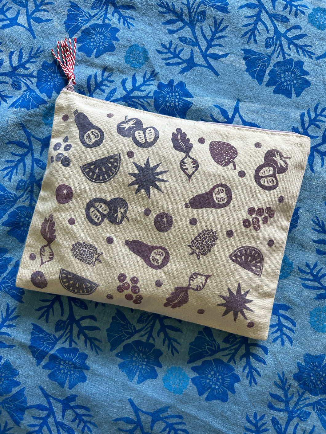 Purple Produce — Hand-Printed Zipper Bag