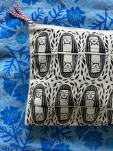 Load image into Gallery viewer, Faces and Leaves — Hand-Printed Zipper Bag
