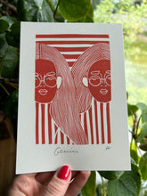 Load image into Gallery viewer, Handprinted Blockprint • Gemini in Rust Orange
