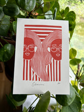 Load image into Gallery viewer, Handprinted Blockprint • Gemini in Rust Orange
