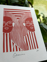 Load image into Gallery viewer, Handprinted Blockprint • Gemini in Rust Orange
