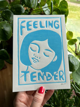 Load image into Gallery viewer, Handprinted Blockprint • “Feeling Tender” in Baby Blue
