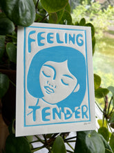Load image into Gallery viewer, Handprinted Blockprint • “Feeling Tender” in Baby Blue
