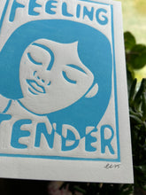 Load image into Gallery viewer, Handprinted Blockprint • “Feeling Tender” in Baby Blue
