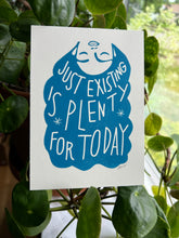 Load image into Gallery viewer, Handprinted Blockprint • “Exist” in Blue

