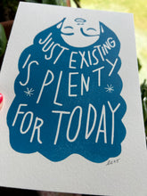 Load image into Gallery viewer, Handprinted Blockprint • “Exist” in Blue
