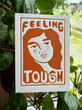 Load image into Gallery viewer, Handprinted Blockprint • “Feeling Tough” in Burnt Orange
