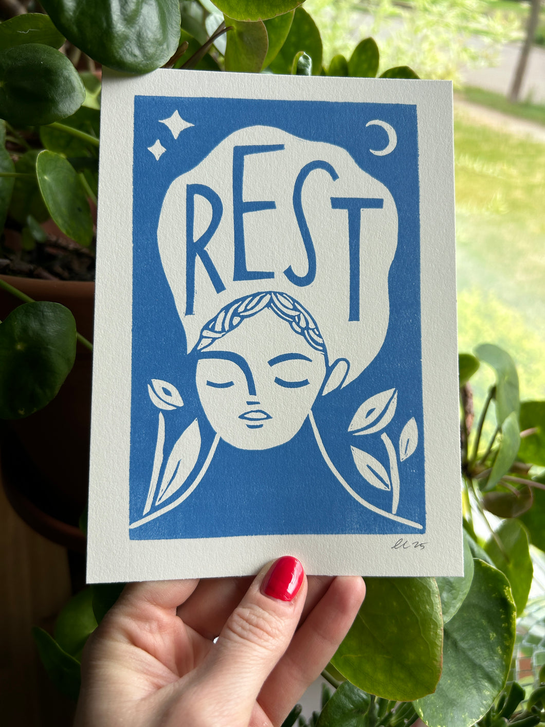 Handprinted Blockprint • “Rest”
