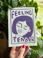 Load image into Gallery viewer, Handprinted Blockprint • “Feeling Tender” in Purple
