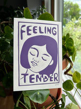 Load image into Gallery viewer, Handprinted Blockprint • “Feeling Tender” in Purple
