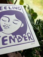 Load image into Gallery viewer, Handprinted Blockprint • “Feeling Tender” in Purple
