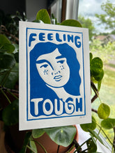 Load image into Gallery viewer, Handprinted Blockprint • “Feeling Tough” in Blue
