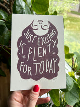 Load image into Gallery viewer, Handprinted Blockprint • “Exist” in Mauvey-Purple
