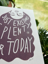 Load image into Gallery viewer, Handprinted Blockprint • “Exist” in Mauvey-Purple
