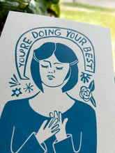 Load image into Gallery viewer, Handprinted Blockprint - “You’re Doing Your Best” in Blue
