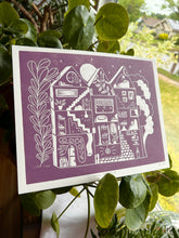 Load image into Gallery viewer, Handprinted Blockprint • Dream House in Purple
