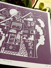 Load image into Gallery viewer, Handprinted Blockprint • Dream House in Purple
