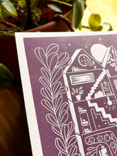 Load image into Gallery viewer, Handprinted Blockprint • Dream House in Purple
