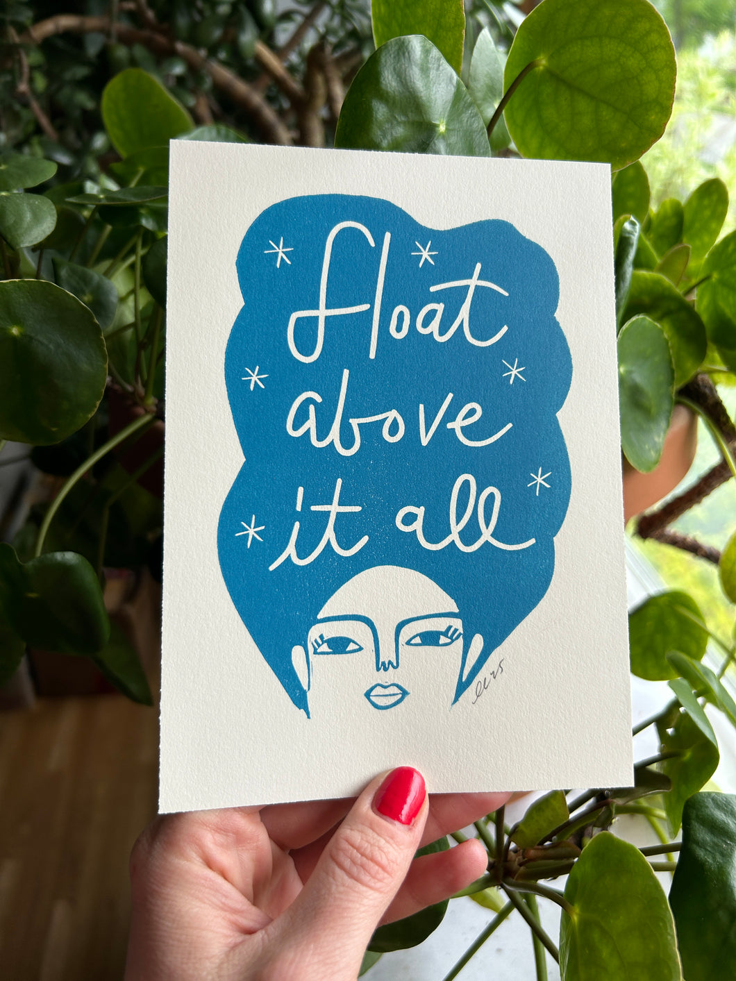 Handprinted Blockprint • Float in Blue