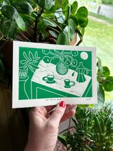 Load image into Gallery viewer, Handprinted Blockprint • At Home # 3 in Green
