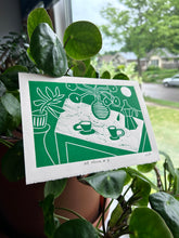 Load image into Gallery viewer, Handprinted Blockprint • At Home # 3 in Green
