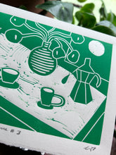 Load image into Gallery viewer, Handprinted Blockprint • At Home # 3 in Green
