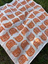 Load image into Gallery viewer, Orange Cats - Naturally Dyed and Handprinted Scarf
