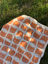 Load image into Gallery viewer, Orange Cats - Naturally Dyed and Handprinted Scarf
