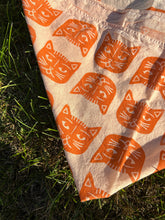 Load image into Gallery viewer, Orange Cats - Naturally Dyed and Handprinted Scarf

