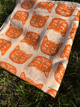 Load image into Gallery viewer, Orange Cats - Naturally Dyed and Handprinted Scarf
