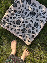 Load image into Gallery viewer, Black Wildflowers #1 - Naturally Dyed and Handprinted Scarf
