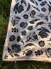 Load image into Gallery viewer, Black Wildflowers #1 - Naturally Dyed and Handprinted Scarf
