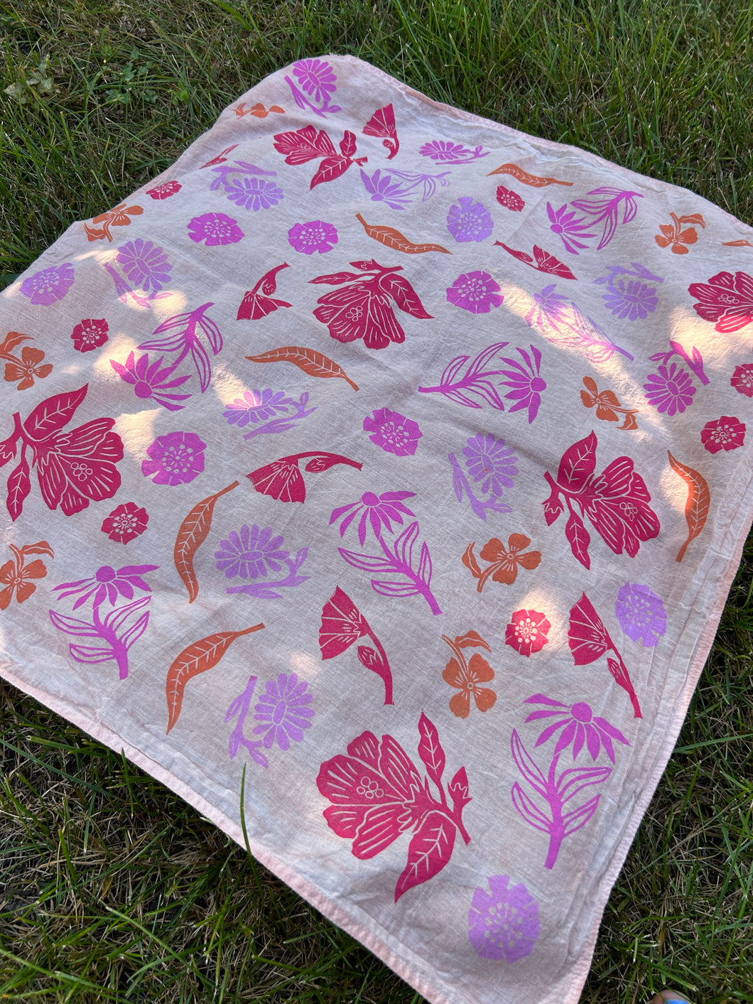 Multicolored Wildflowers - Naturally Dyed and Handprinted Scarf