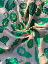 Load image into Gallery viewer, Green Veggies #1 - Naturally Dyed and Handprinted Scarf
