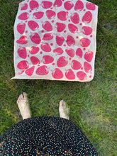 Load image into Gallery viewer, Red Strawberries - Naturally Dyed and Handprinted Scarf
