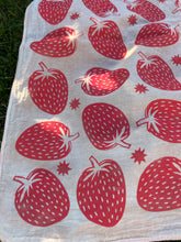 Load image into Gallery viewer, Red Strawberries - Naturally Dyed and Handprinted Scarf
