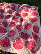 Load image into Gallery viewer, Red Strawberries - Naturally Dyed and Handprinted Scarf
