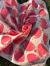 Load image into Gallery viewer, Red Strawberries - Naturally Dyed and Handprinted Scarf

