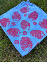 Load image into Gallery viewer, Pink Strawberries - Naturally Dyed and Handprinted Scarf

