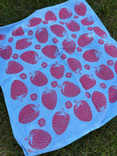 Load image into Gallery viewer, Pink Strawberries - Naturally Dyed and Handprinted Scarf
