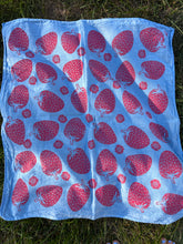 Load image into Gallery viewer, Pink Strawberries - Naturally Dyed and Handprinted Scarf
