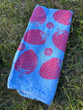Load image into Gallery viewer, Pink Strawberries - Naturally Dyed and Handprinted Scarf
