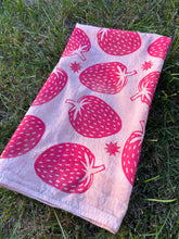 Load image into Gallery viewer, Red Strawberries - Naturally Dyed and Handprinted Scarf
