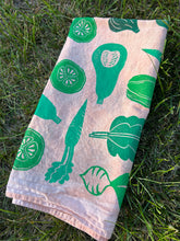 Load image into Gallery viewer, Green Veggies #1 - Naturally Dyed and Handprinted Scarf
