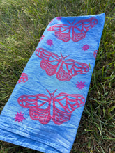 Load image into Gallery viewer, Pink Butterflies - Naturally Dyed and Handprinted Scarf
