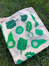 Load image into Gallery viewer, Green Veggies #2 - Naturally Dyed and Handprinted Scarf
